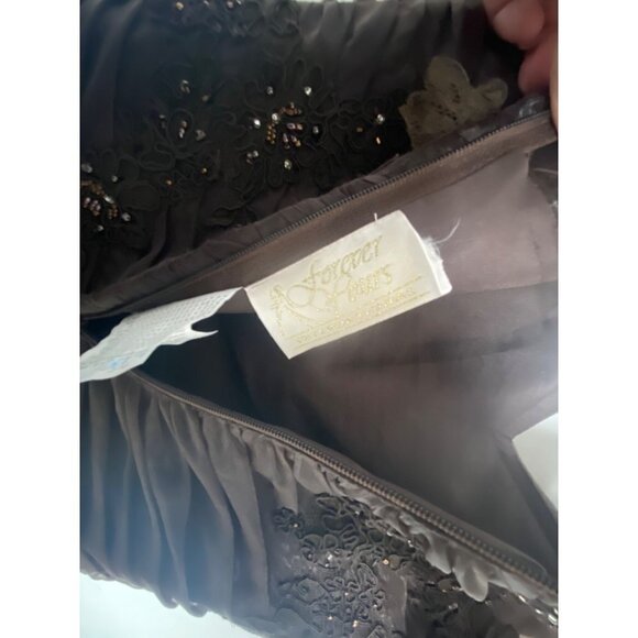FOREVER YOURS INTERNATIONAL WOMEN'S CHOCOLATE BROWN BEADED EVENING GOWN SZ 8 - Picture 7 of 8